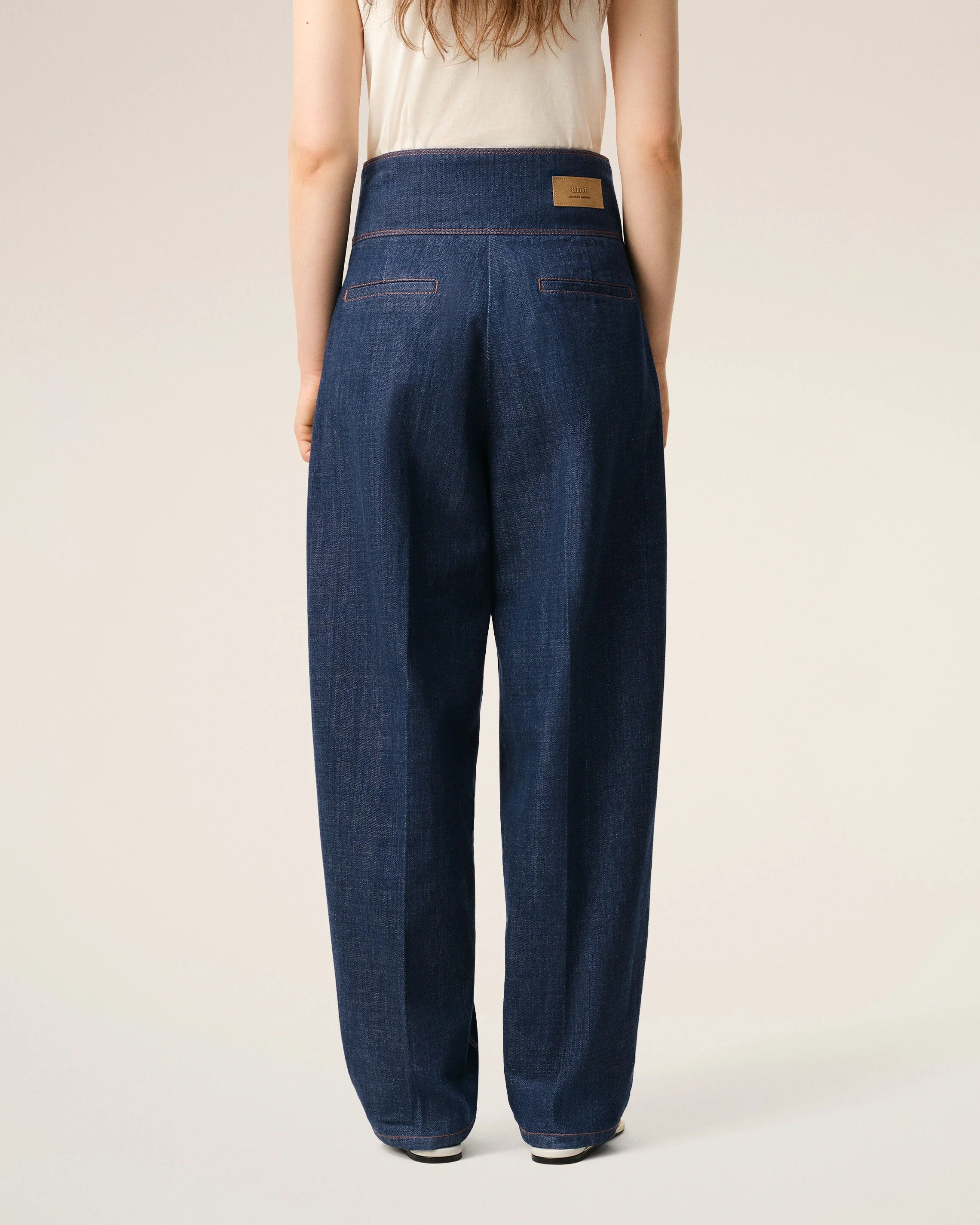 Blue Cotton Wrapped Belted Ballon Fit Jeans