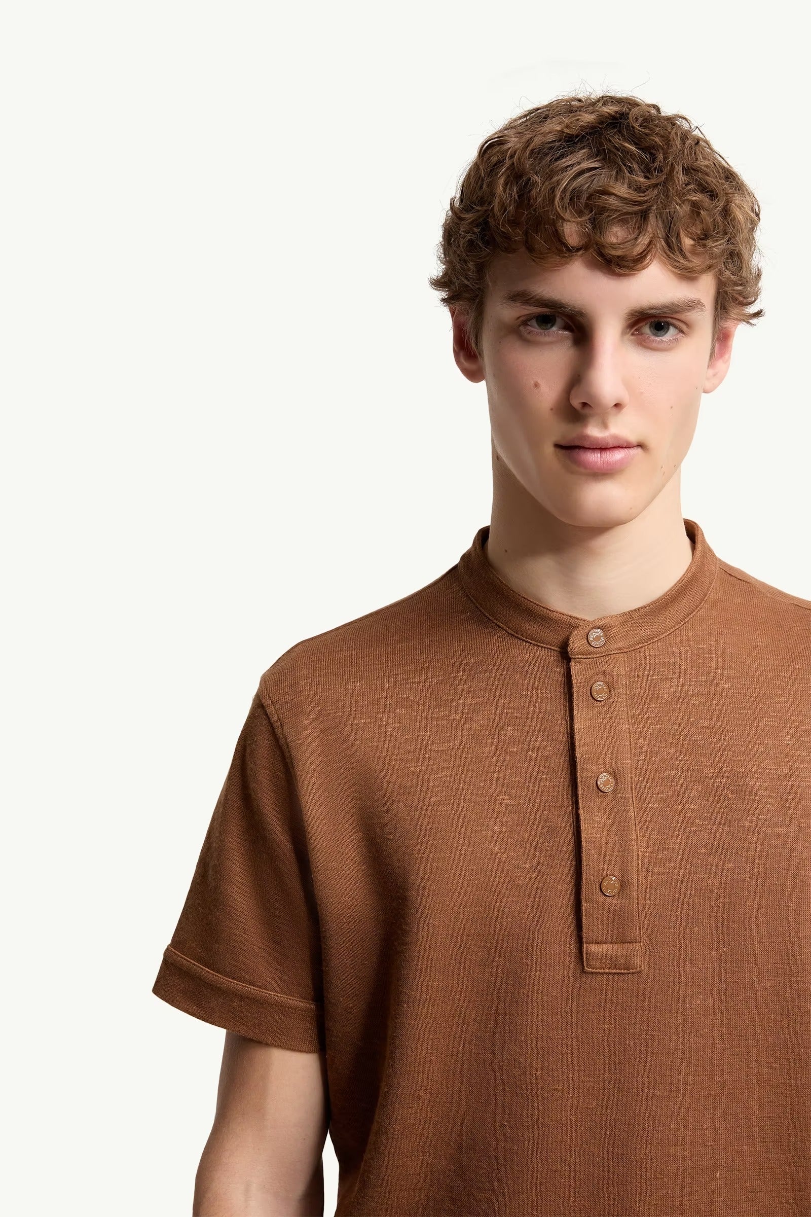 Cotton & linen blend polo shirt-MONCLER-Verso