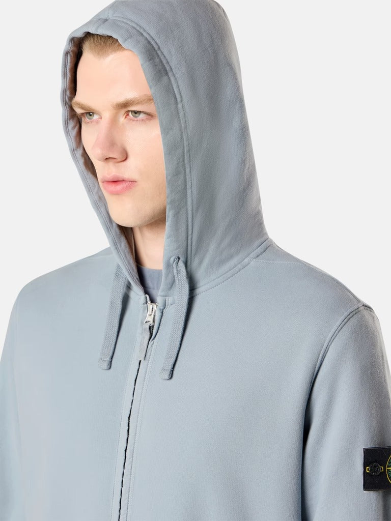 Regular-fit zip-up hooded sweatshirt with ribbed inserts-STONE ISLAND-Verso