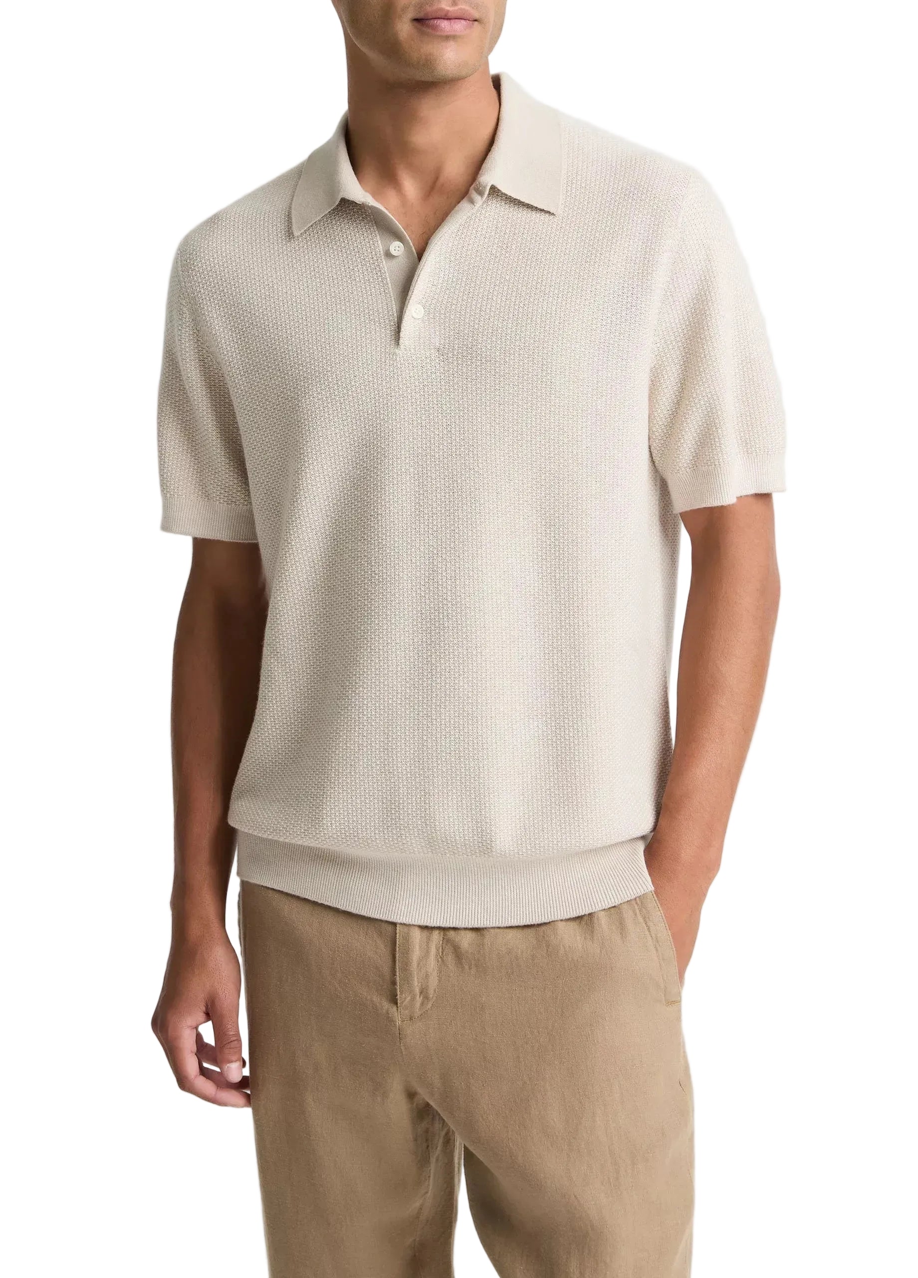 Geo-jacquard wool-blend blend polo sweater