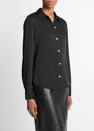 Silk-blend Slim button-front Blouse-VINCE-Verso