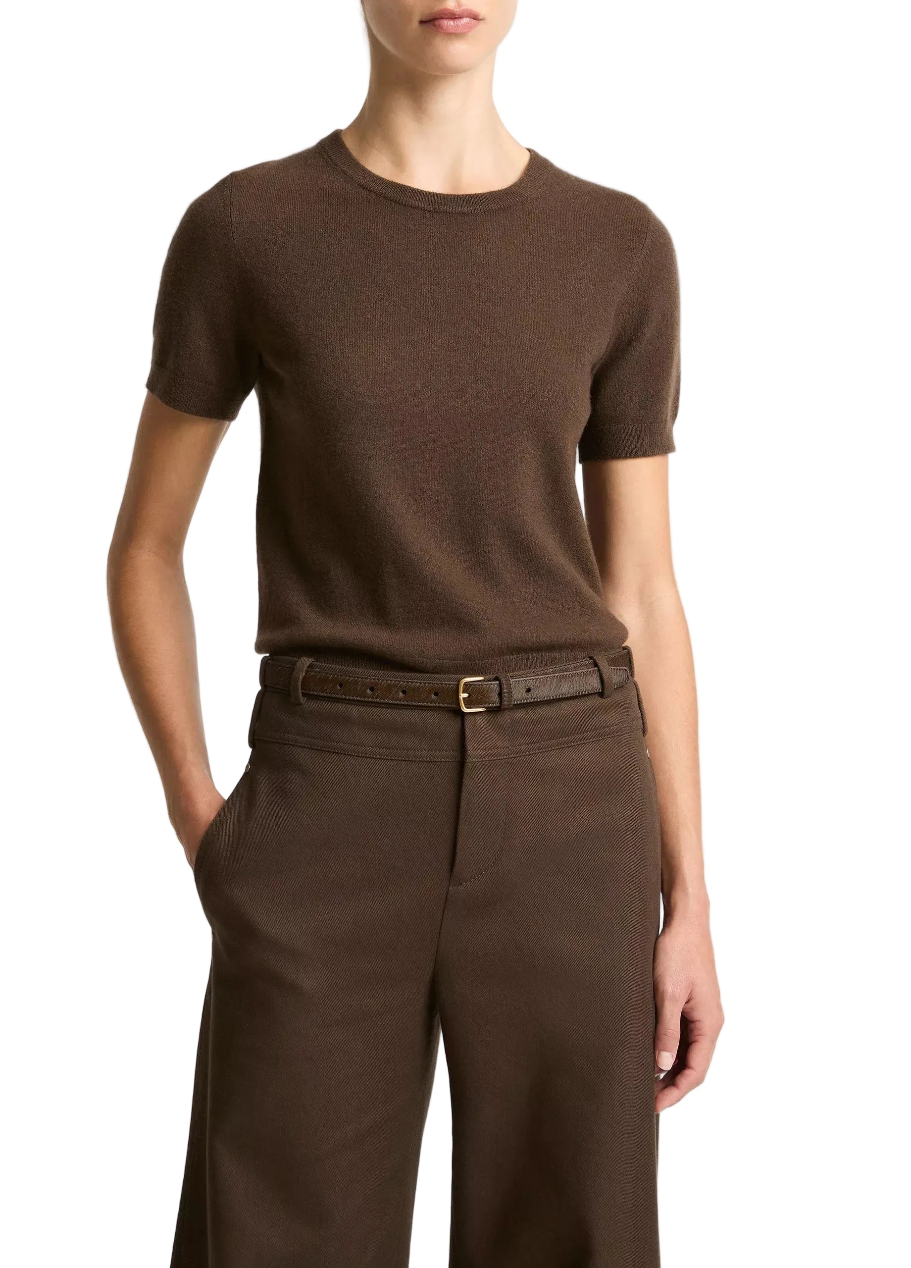 Wool & cashmere-blend short-sleeve sweater
