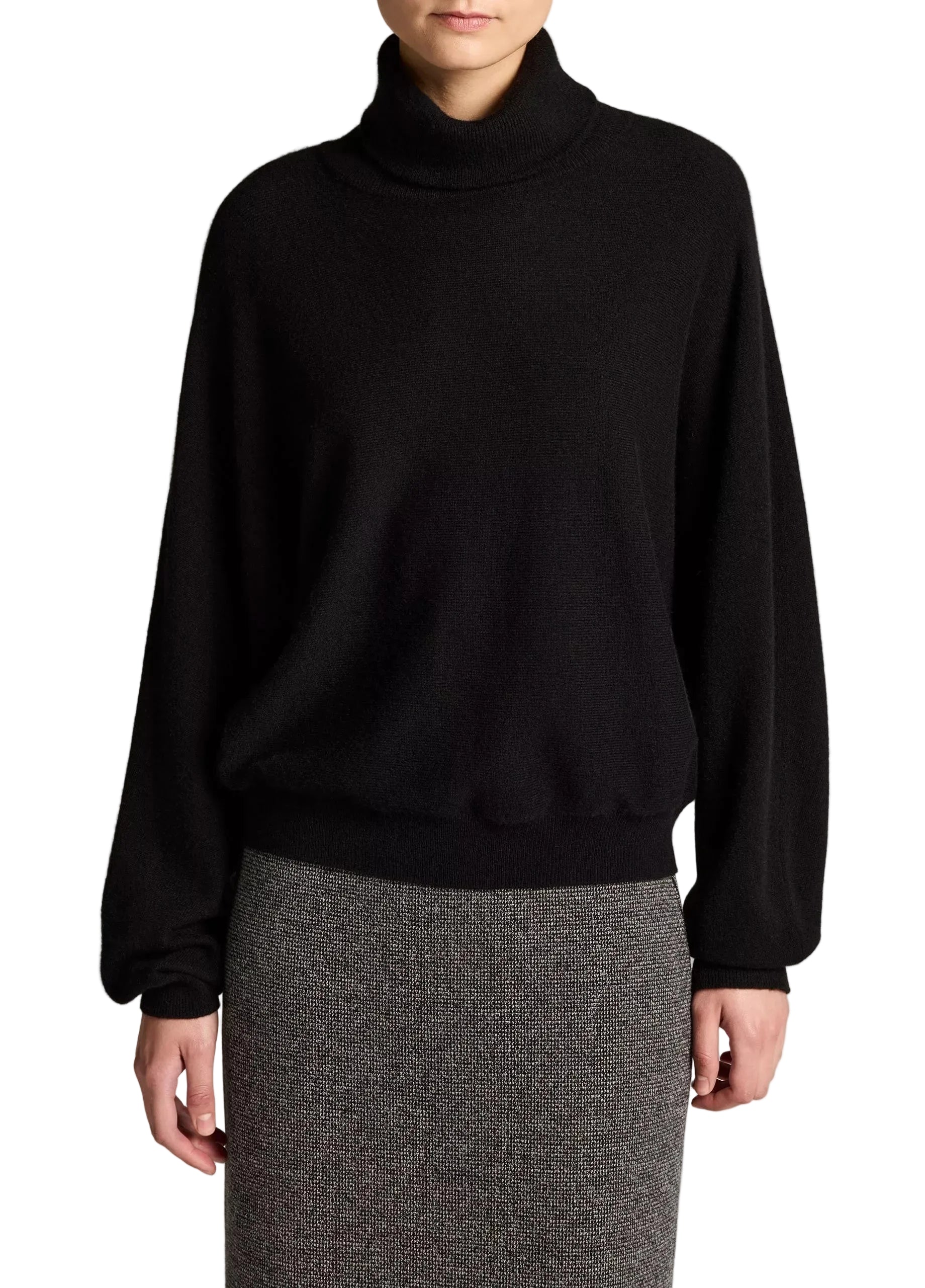 Wool-cashmere dolman-sleeve turtleneck sweater