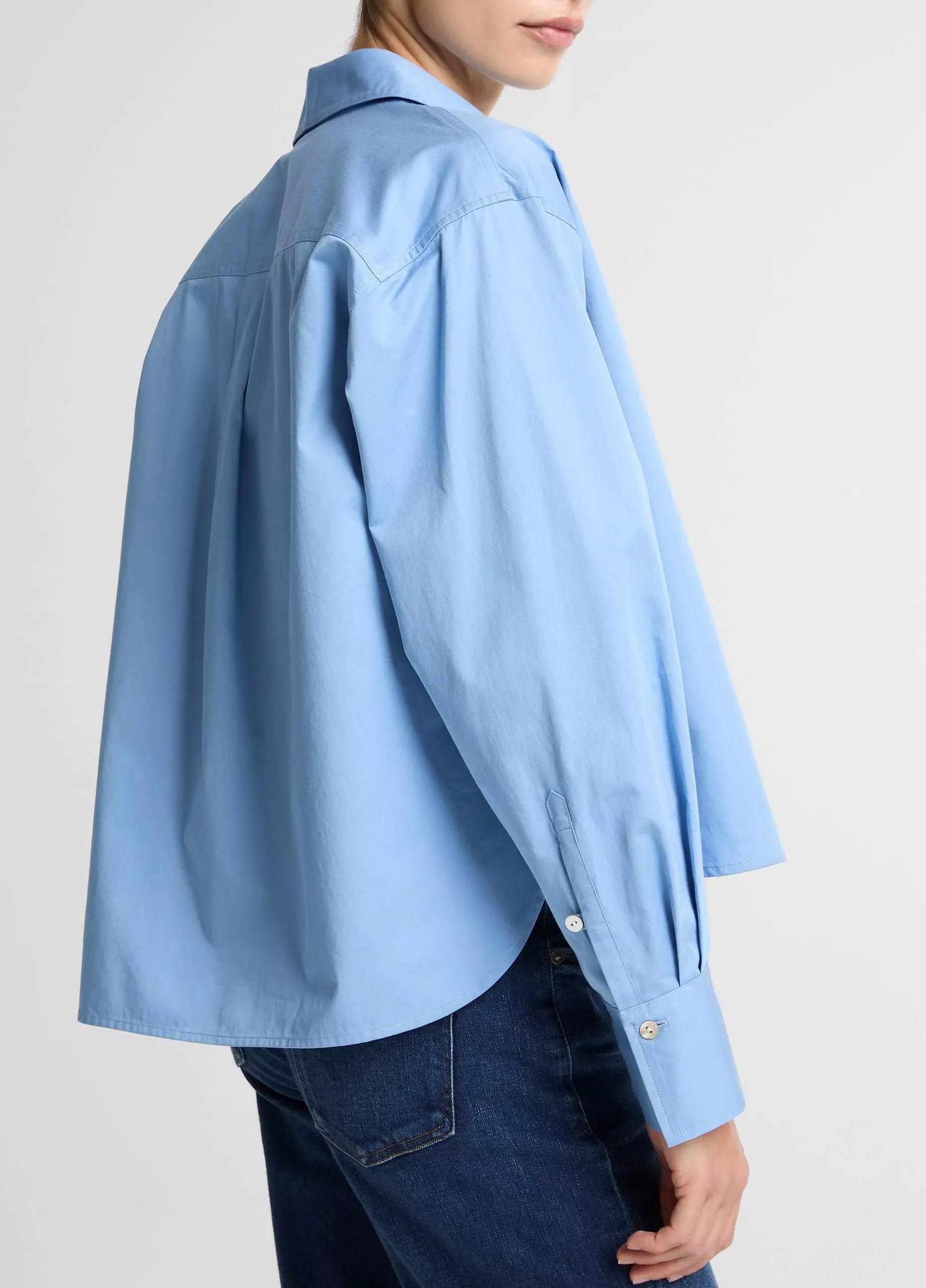 Cotton cropped button-front shirt