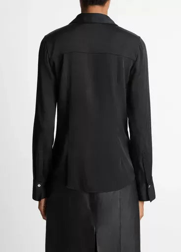 Silk-blend Slim button-front Blouse-VINCE-Verso