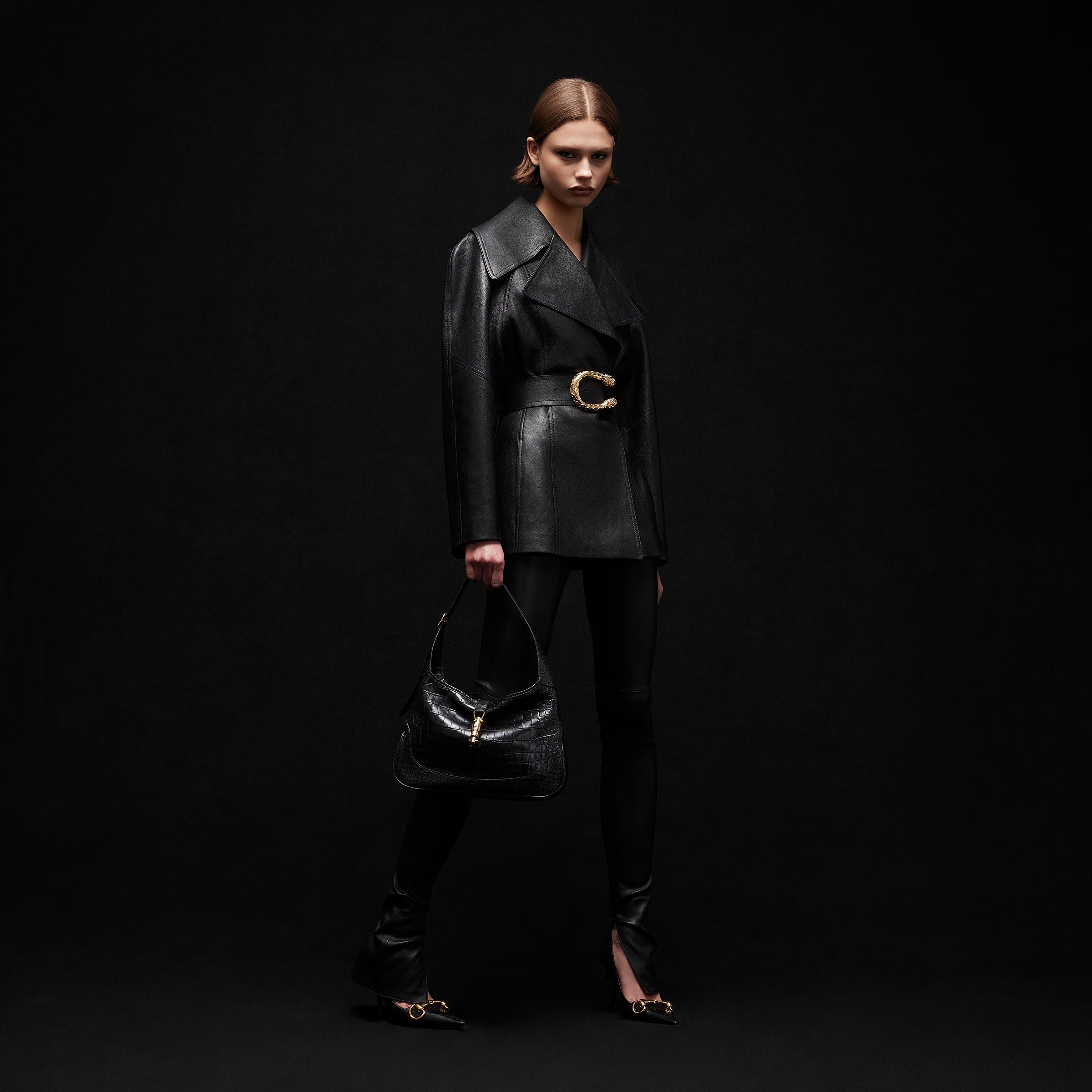 Soft Grainy Leather Trench-GUCCI-Verso