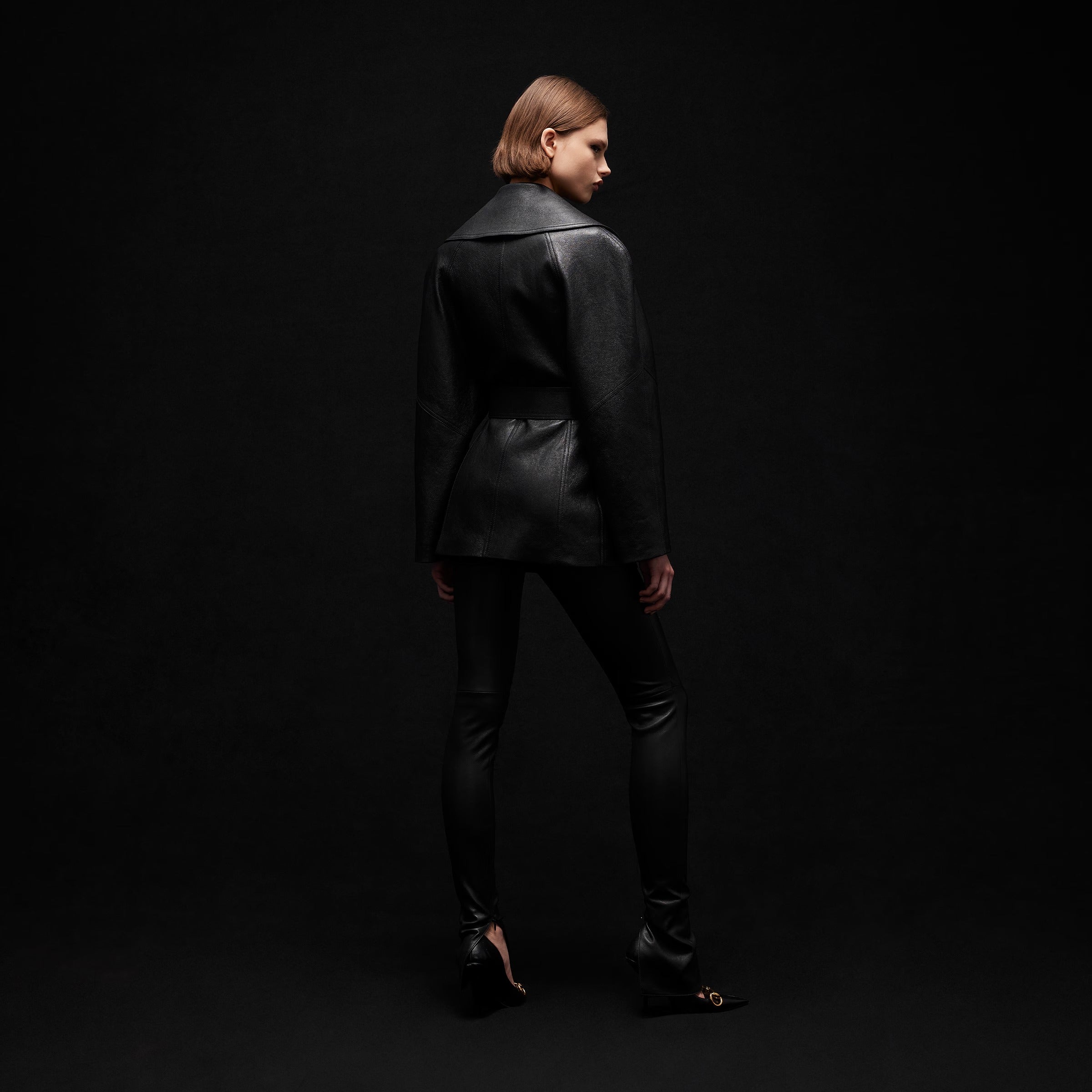 Soft Grainy Leather Trench-GUCCI-Verso