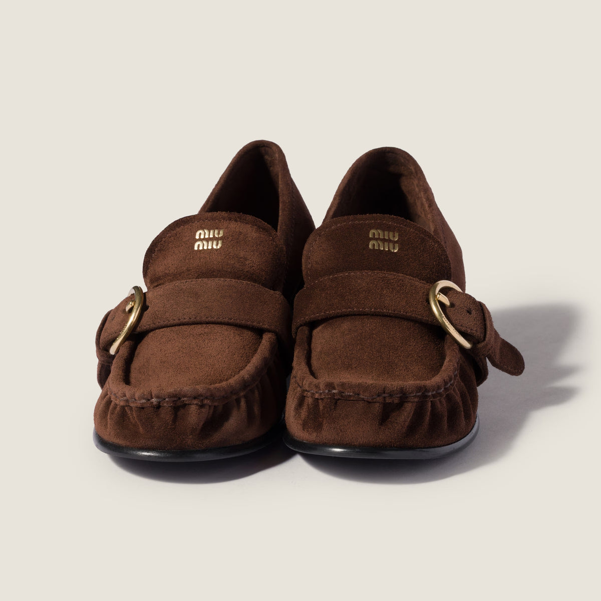 Suede Loafers with Buckle