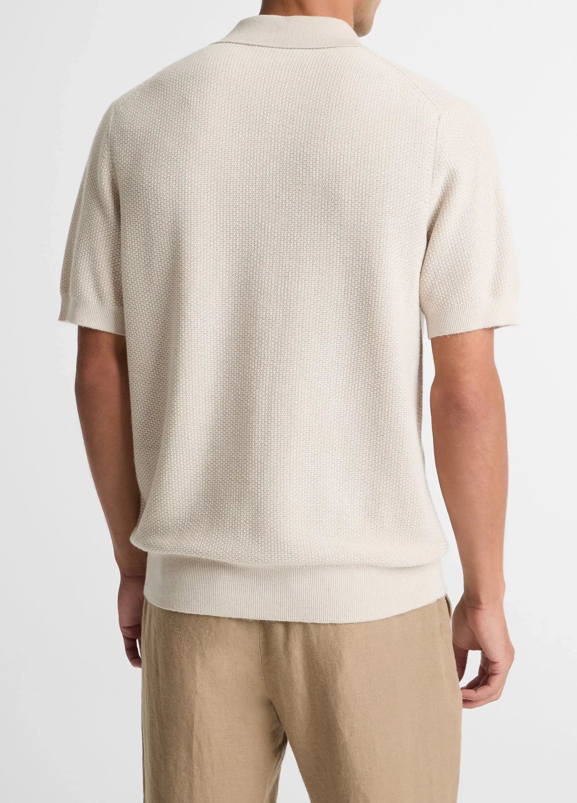 Geo-jacquard wool-blend blend polo sweater