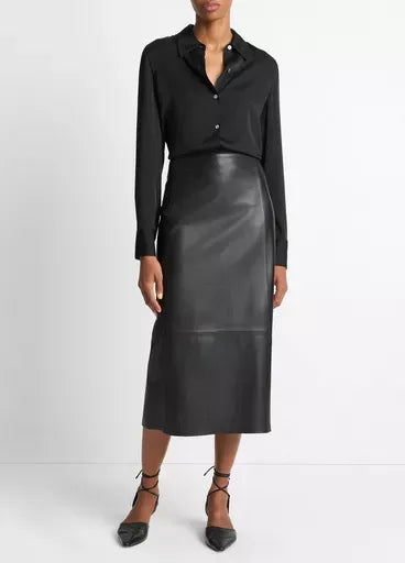 Silk-blend Slim button-front Blouse-VINCE-Verso