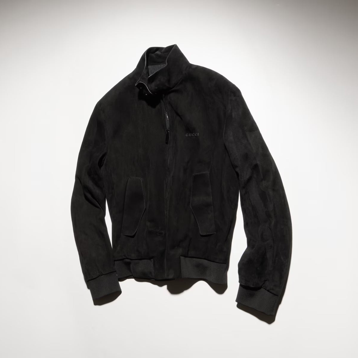 Soft Light Suede Bomber Jacket-GUCCI-Verso