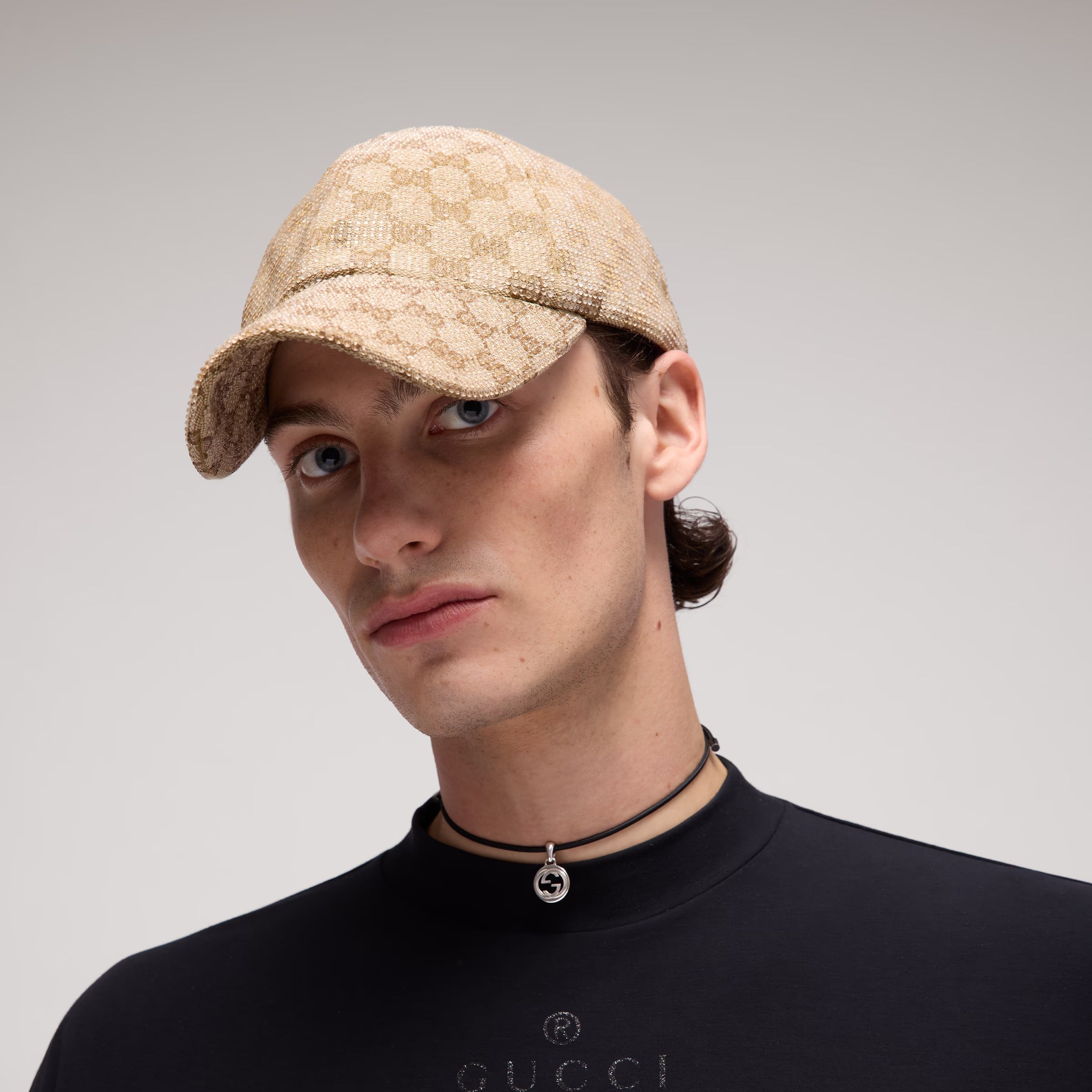 Gg canvas baseball hat with crystals