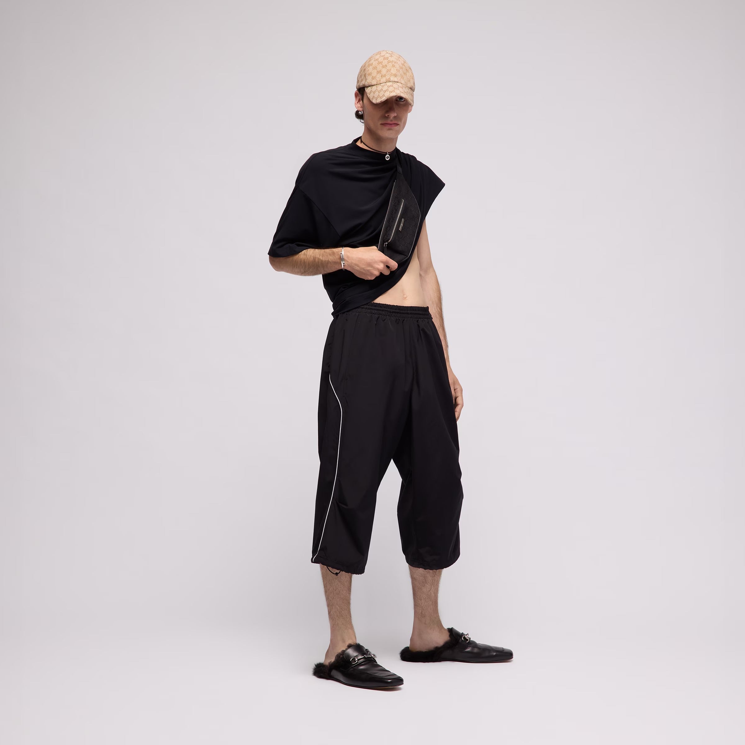 Cotton nylon bermuda with embroidery-GUCCI-Verso