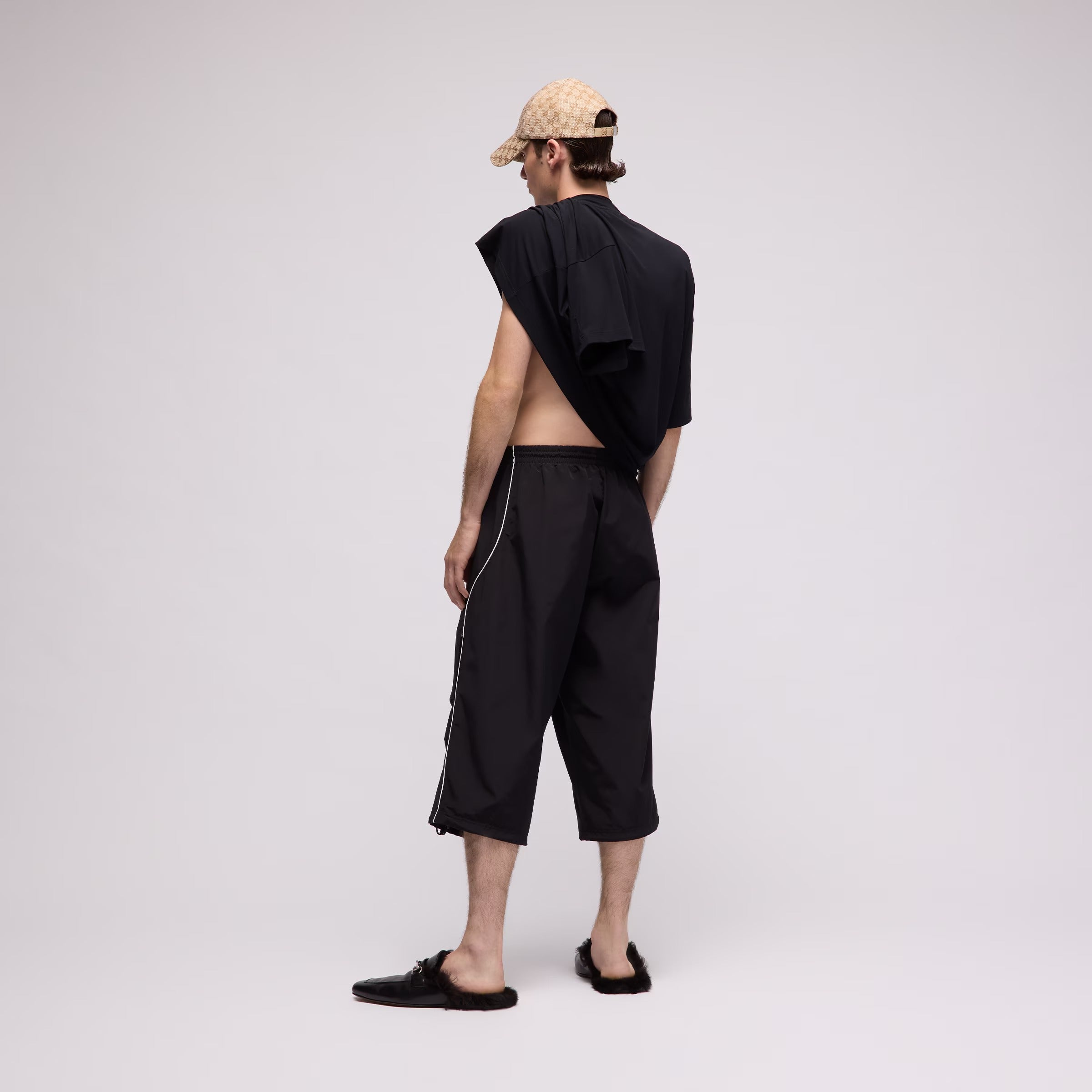 Cotton nylon bermuda with embroidery-GUCCI-Verso