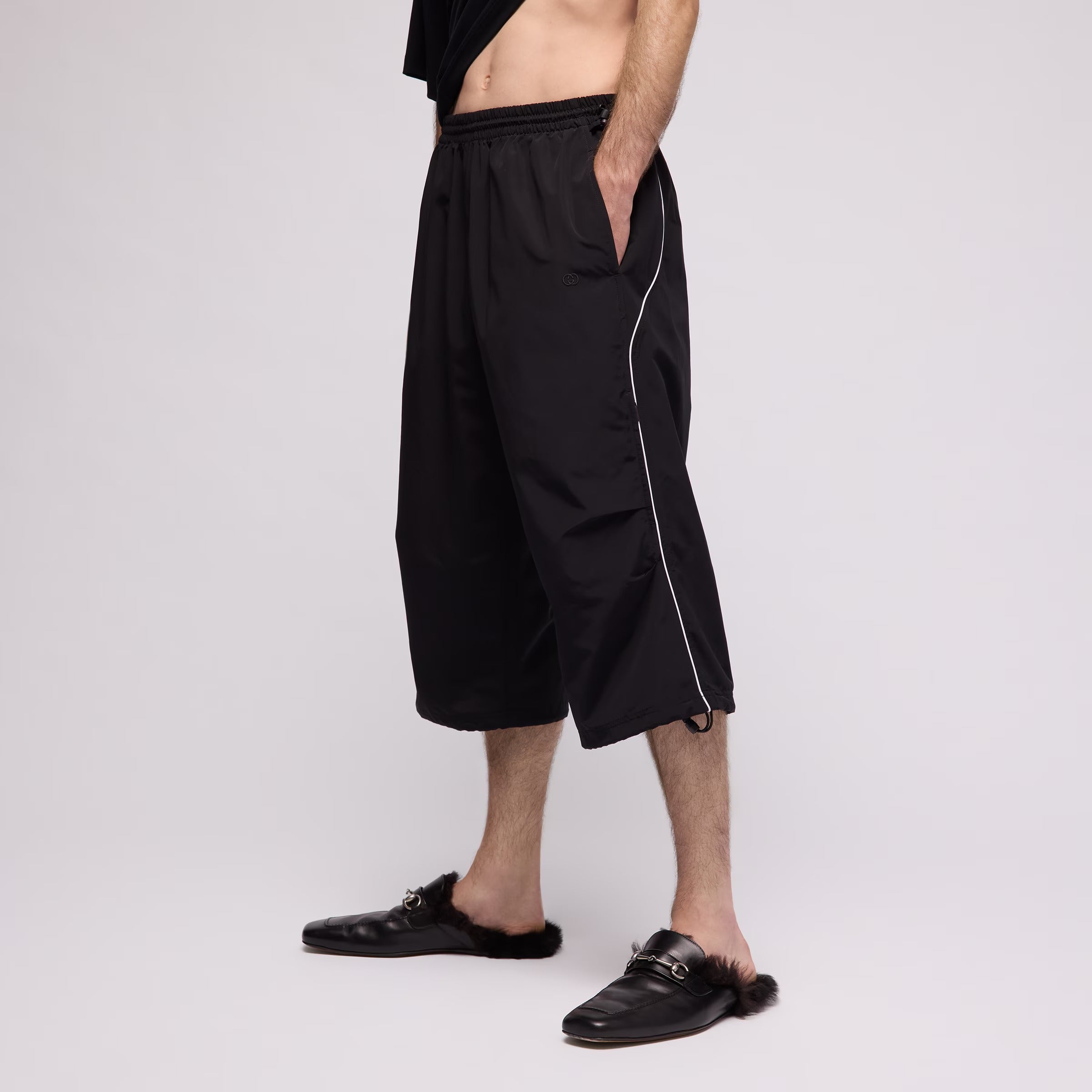Cotton nylon bermuda with embroidery-GUCCI-Verso