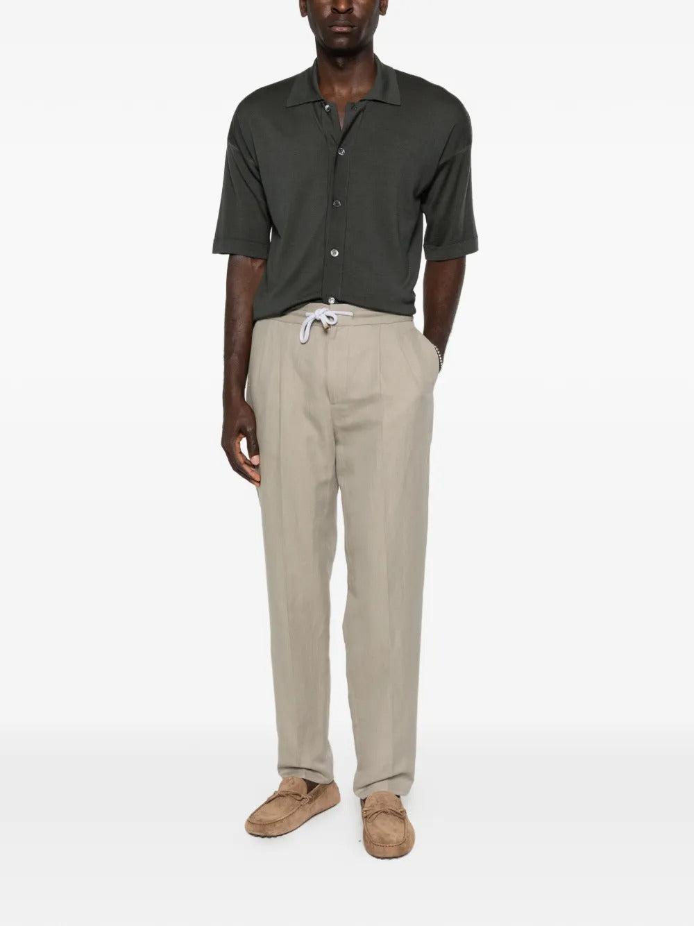 Drawstring Pleated Trousers-BRUNELLO CUCINELLI-Verso