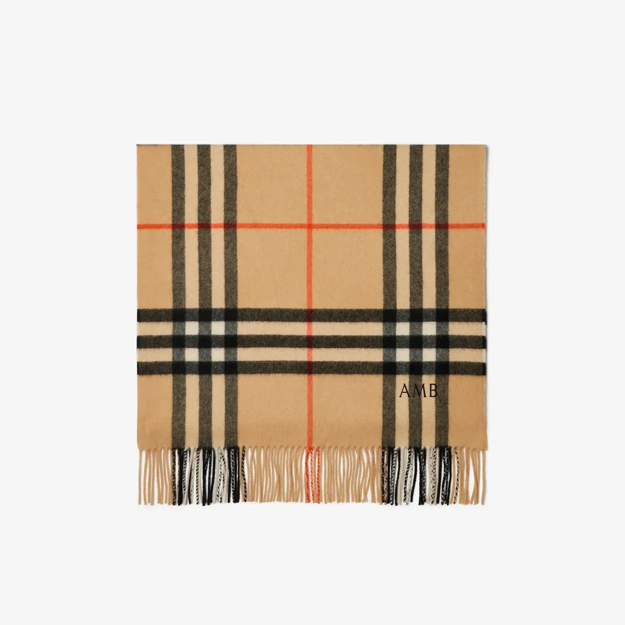 Wide check cashmere scarf