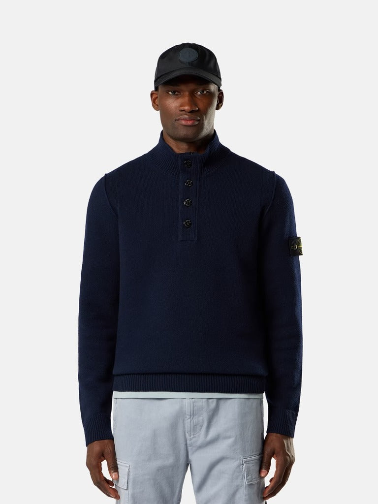 Regular-Fit Half-Zip Jumper with Button Placket-STONE ISLAND-Verso