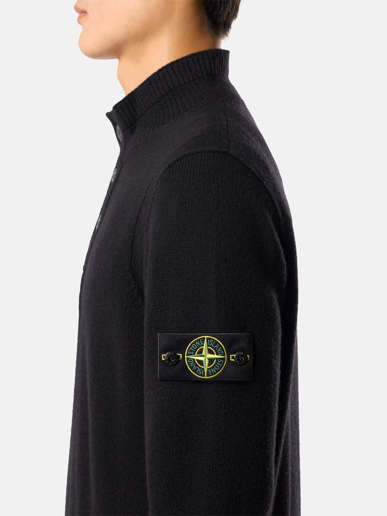 Regular-Fit Half-Zip Jumper with Button Placket-STONE ISLAND-Verso