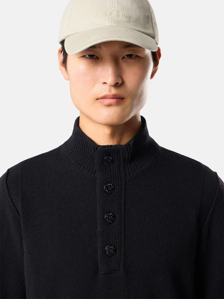 Regular-Fit Half-Zip Jumper with Button Placket-STONE ISLAND-Verso