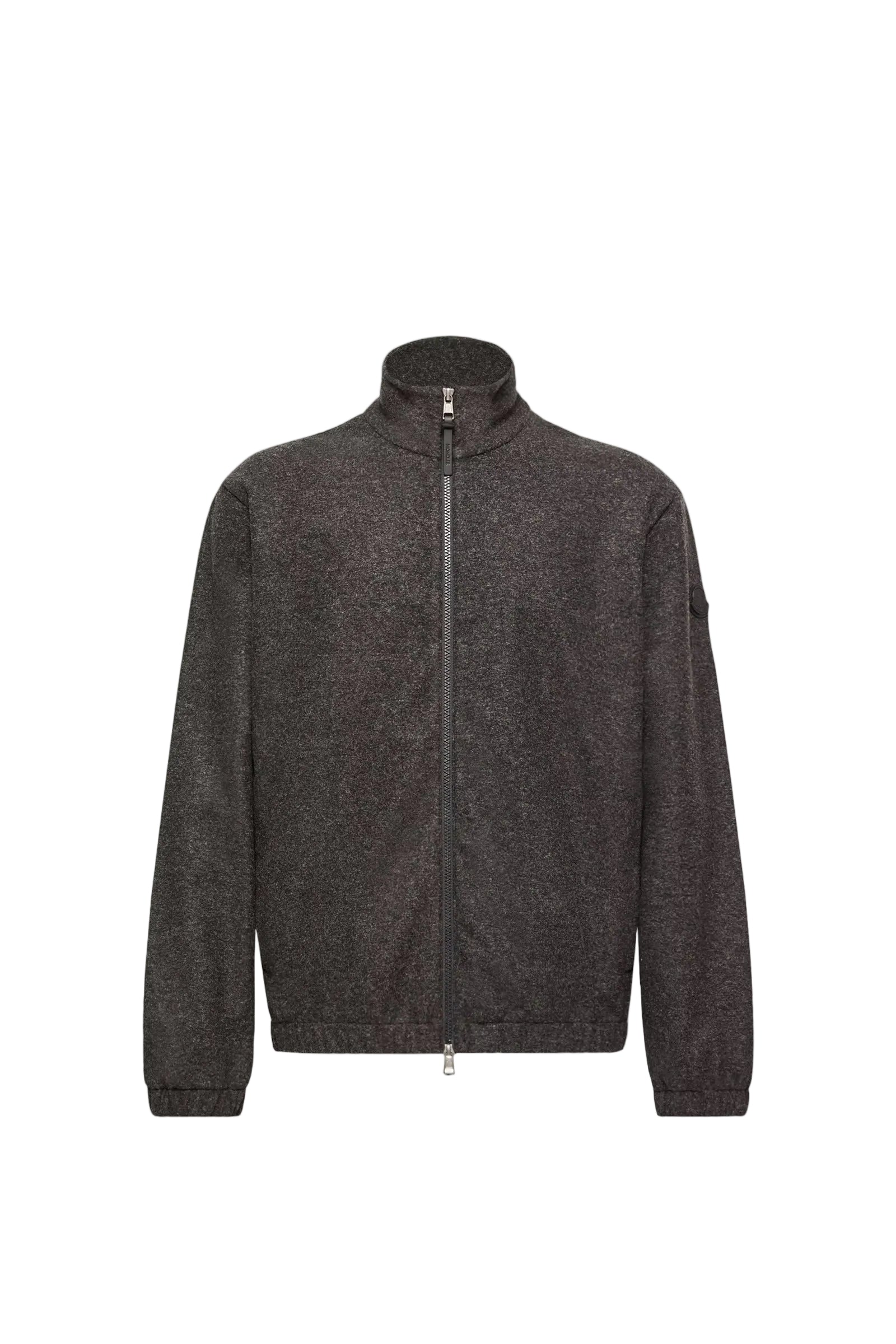 Leather logo zip-up cardigan