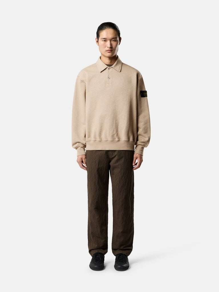 Oversized-Fit Crewneck Sweatshirt with Button Fastening