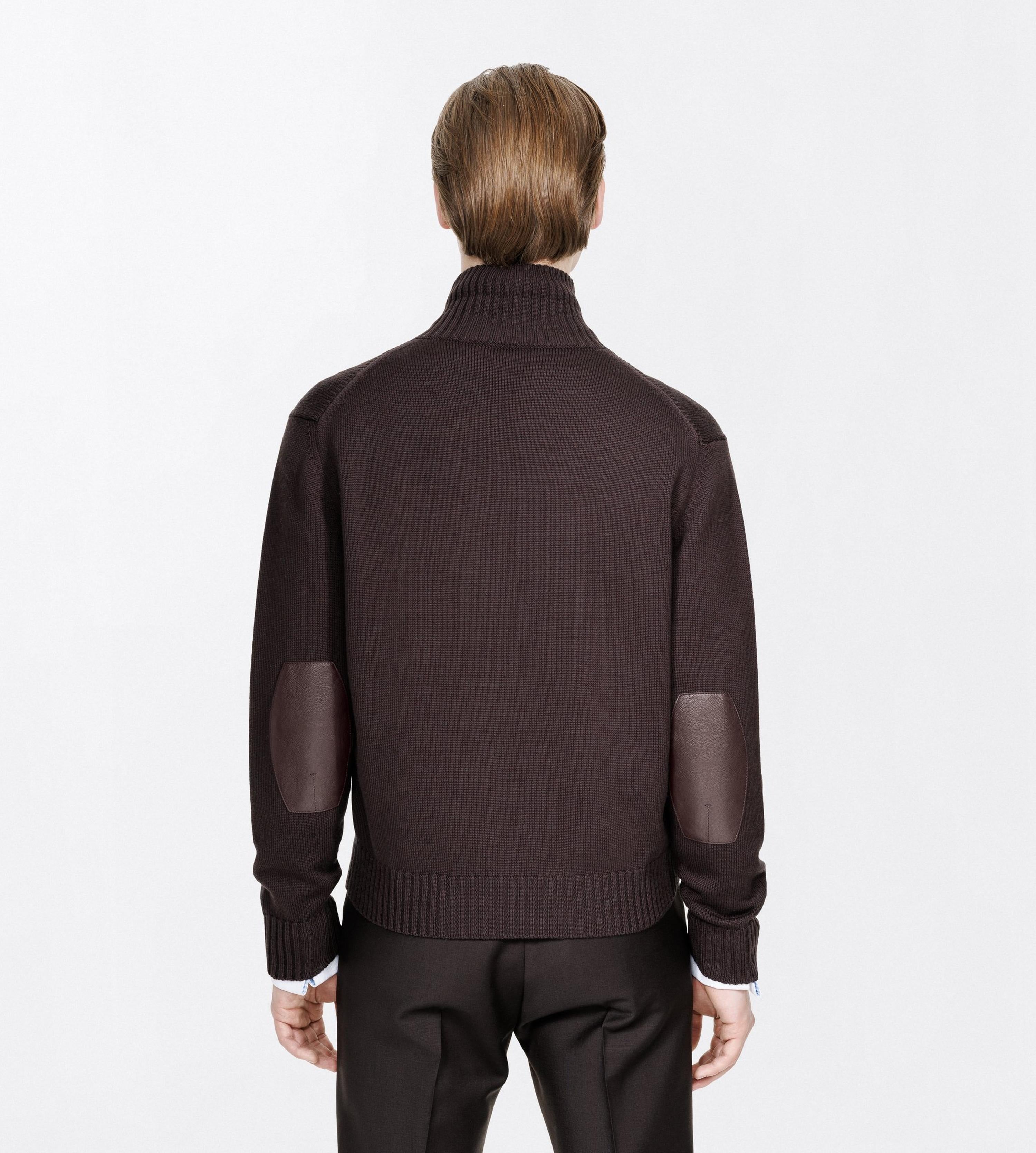 Merino Full Zip with Leather Patches-TOM FORD-Verso