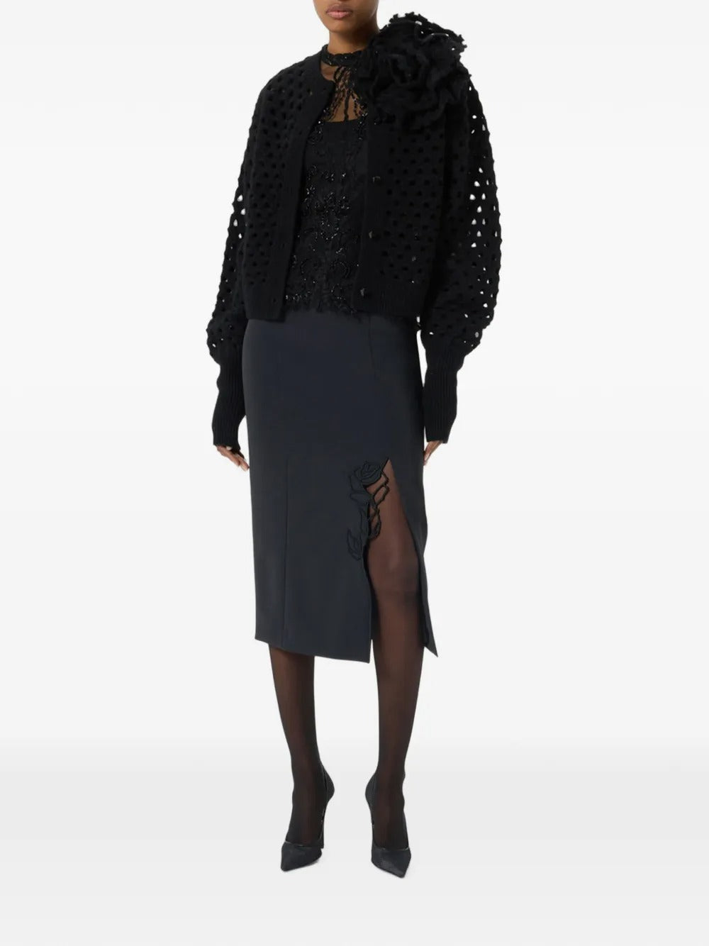 Embroidered lace sweater-BLUMARINE-Verso