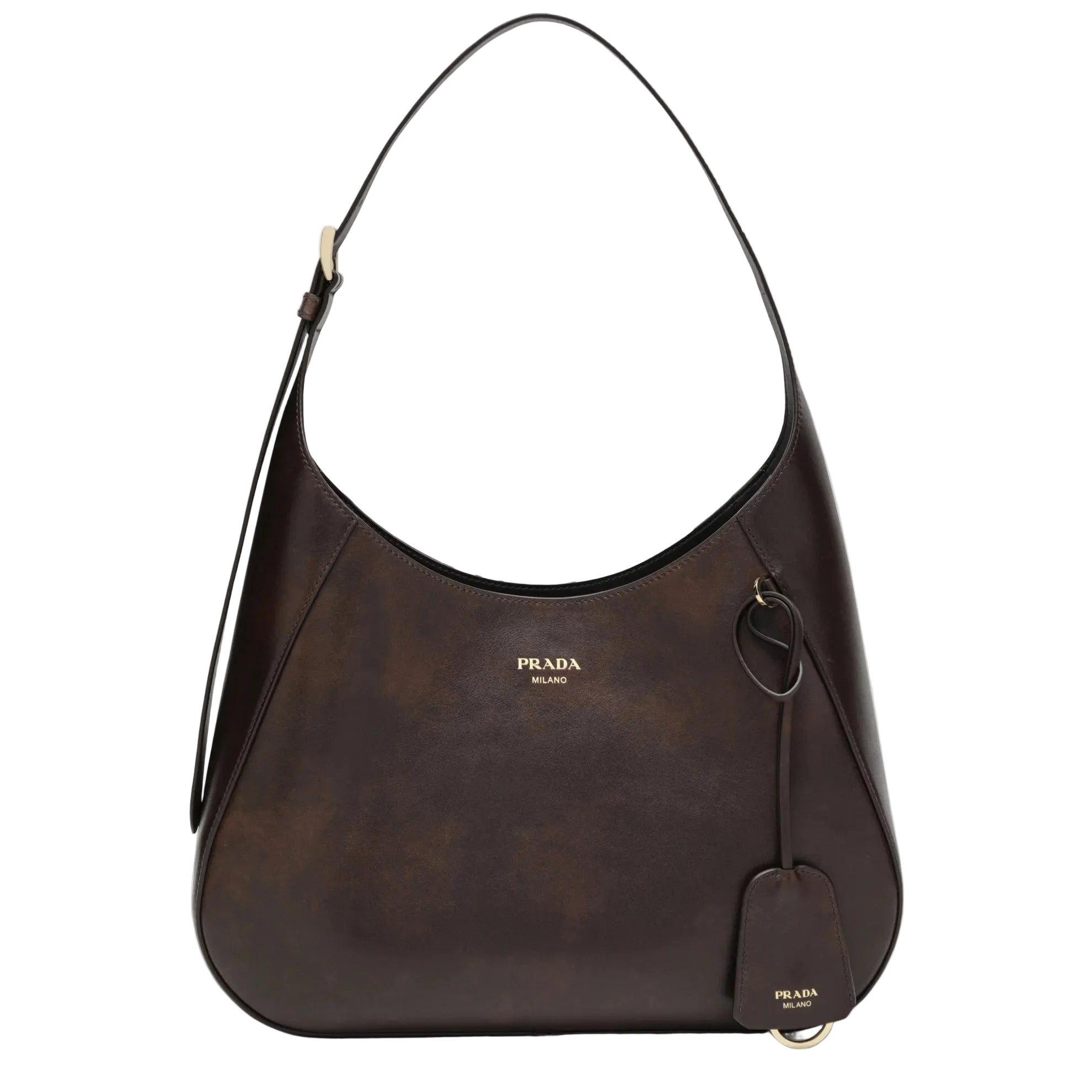 Prada boogie medium brown leather hobo bag