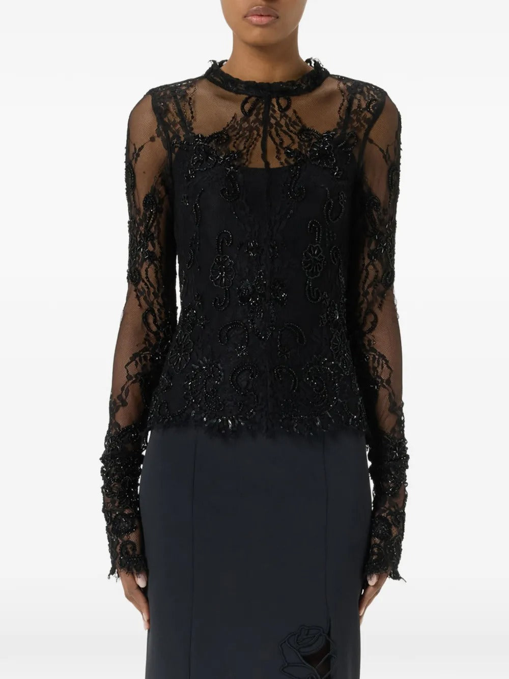 Embroidered lace sweater-BLUMARINE-Verso