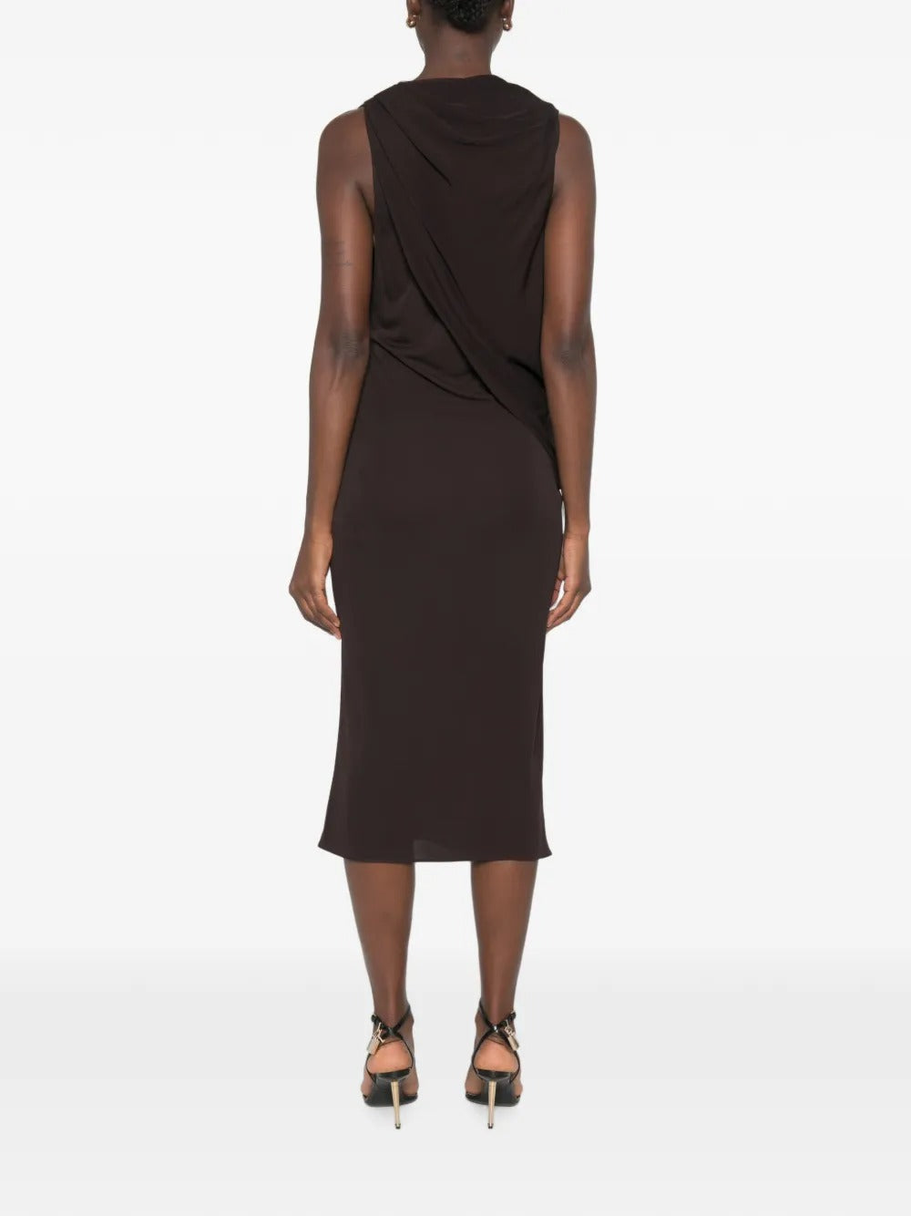 Draped plunging-neck midi dress-TOM FORD-Verso