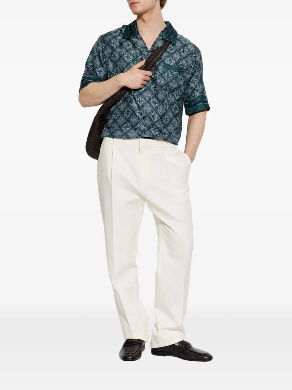 Radiating monogram silk short-sleeve shirt-CASABLANCA-Verso