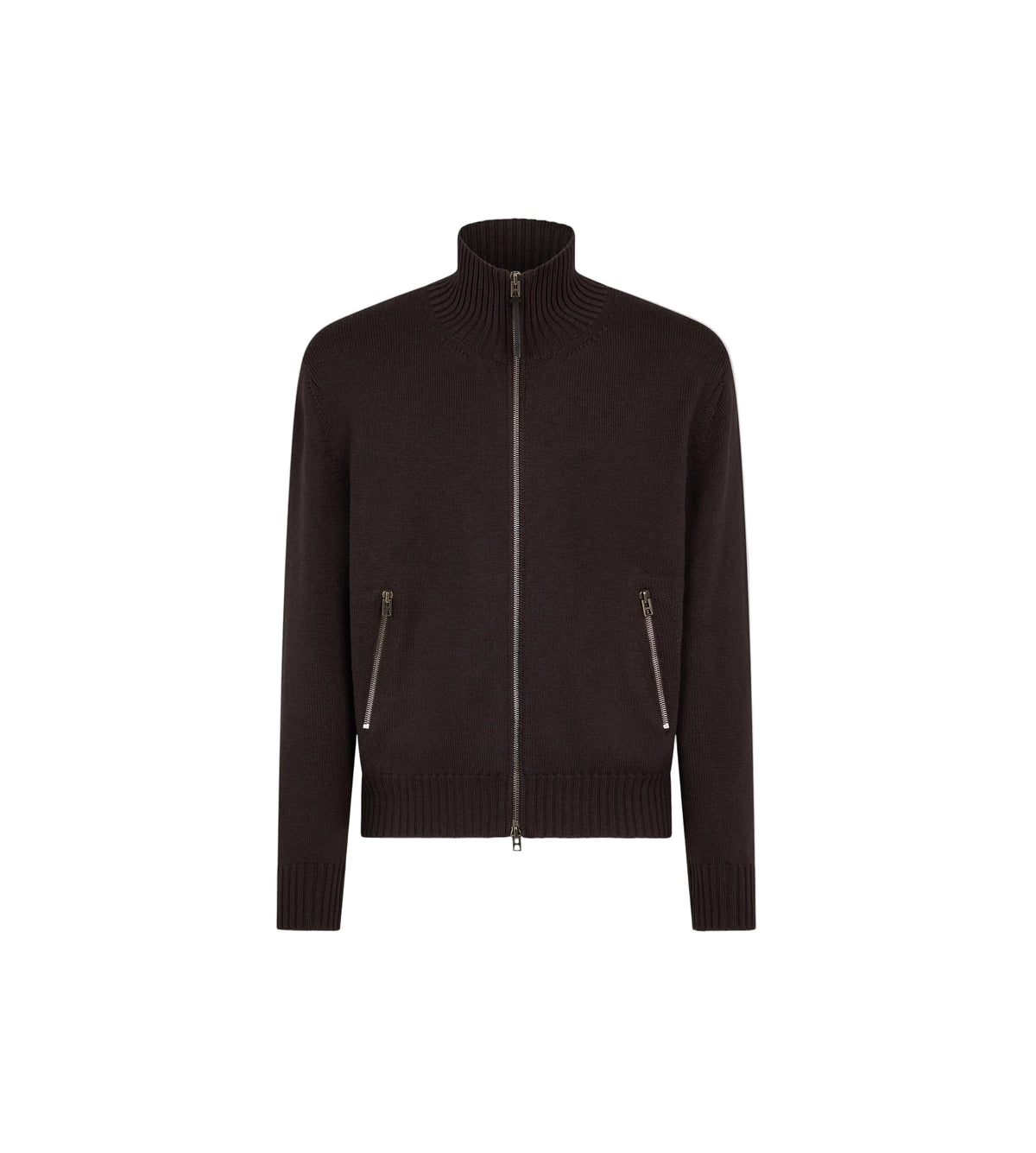Merino Full Zip with Leather Patches-TOM FORD-Verso