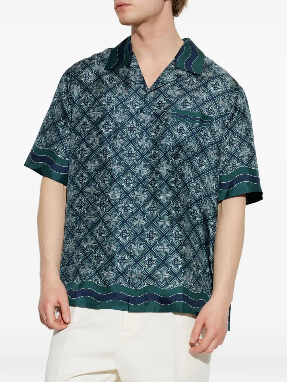 Radiating monogram silk short-sleeve shirt-CASABLANCA-Verso