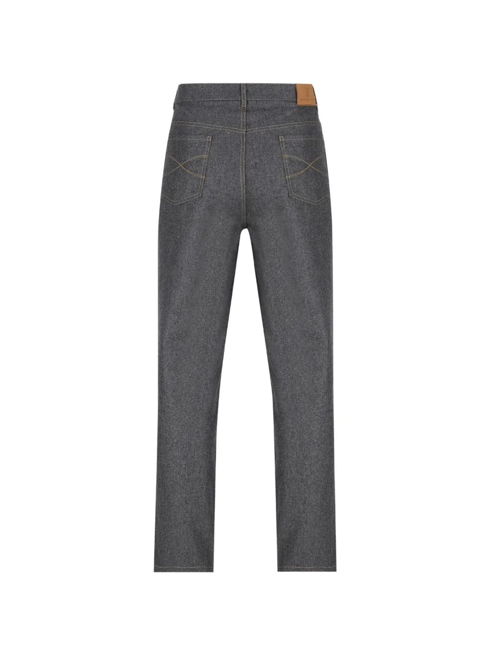 Embroidered-logo straight-leg trousers-BRUNELLO CUCINELLI-Verso