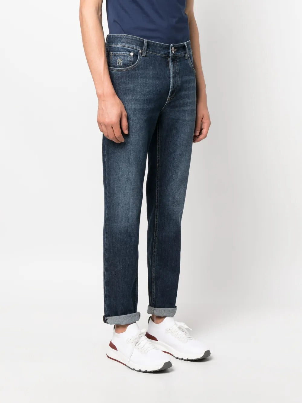 Mid-rise cotton jeans-BRUNELLO CUCINELLI-Verso