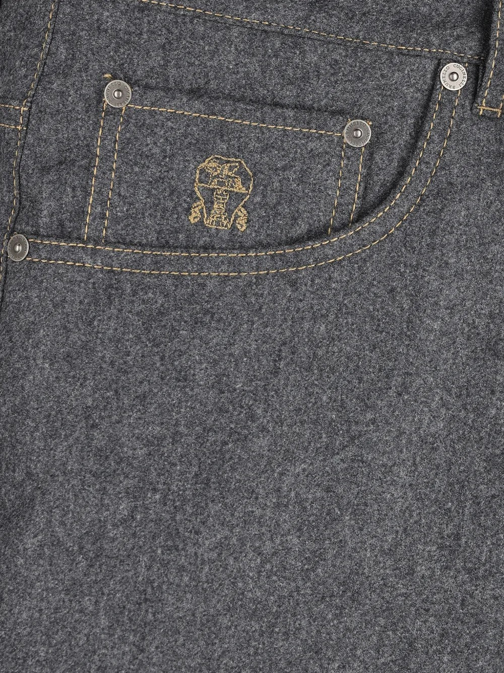 Embroidered-logo straight-leg trousers-BRUNELLO CUCINELLI-Verso