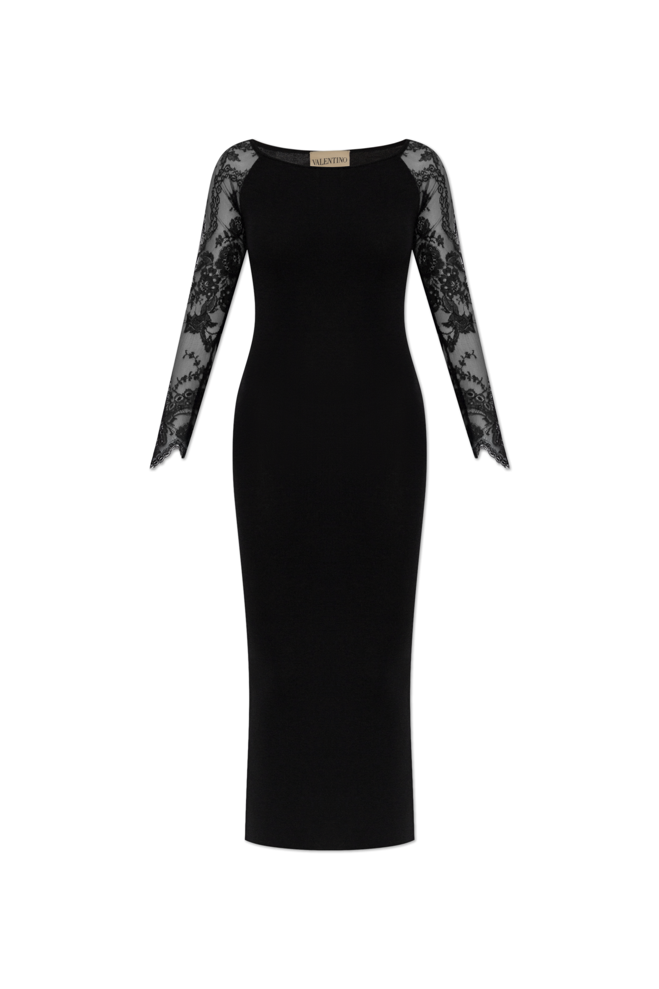 Lace-panel long-sleeve maxi dress-VALENTINO-Verso