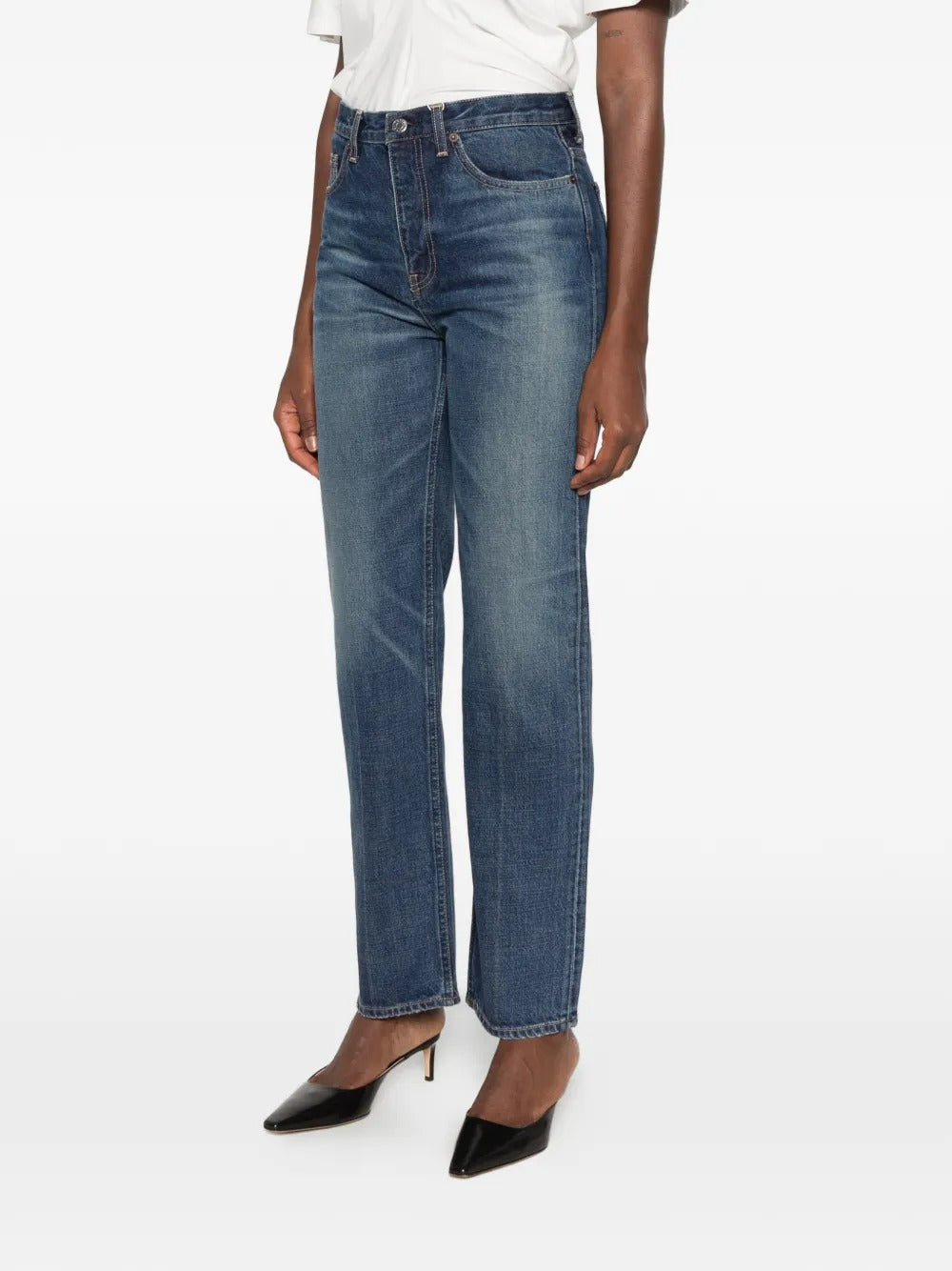 Faded-Effect Straight-Leg Jeans-TOTEME-Verso