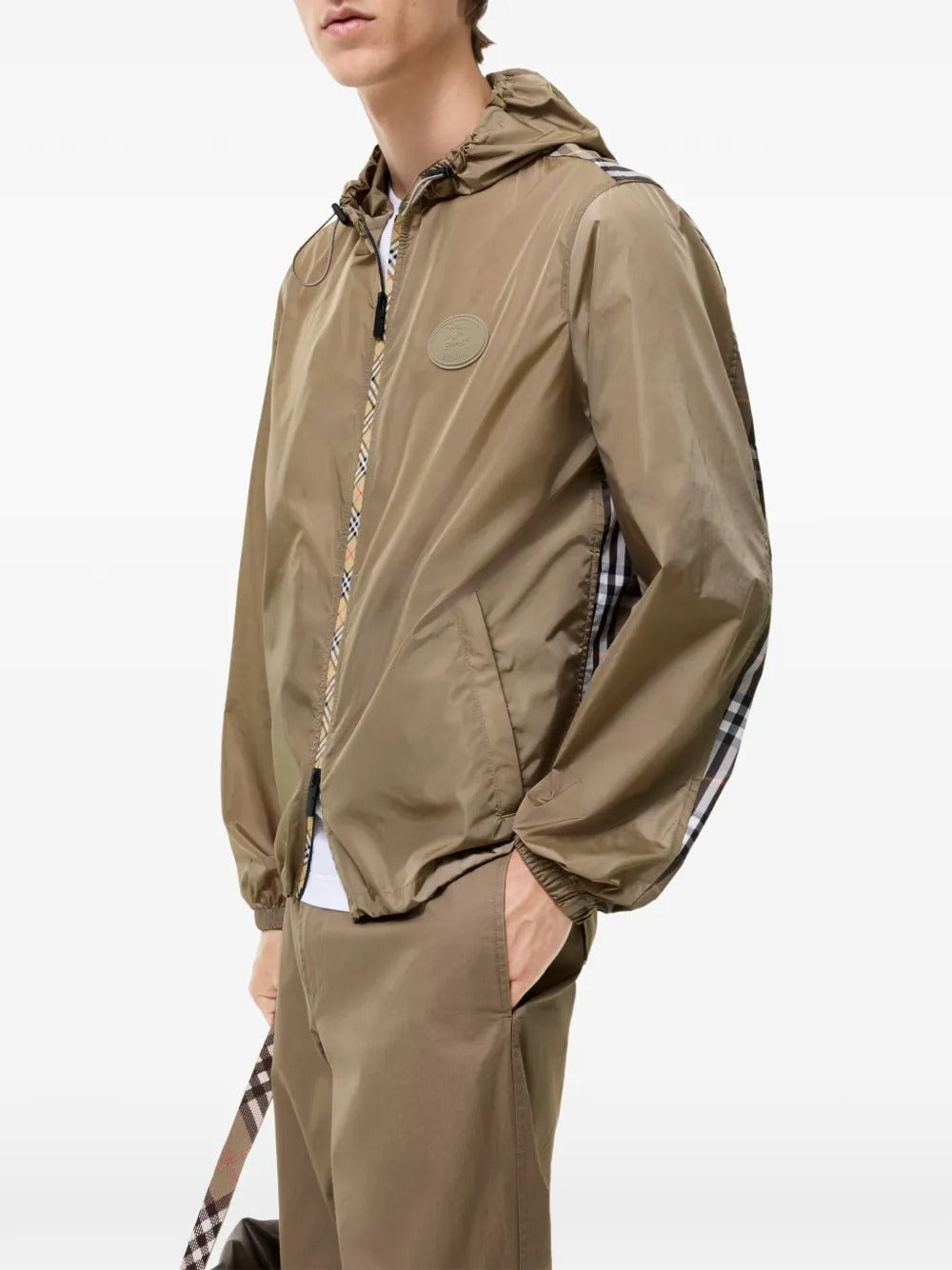Check-trim nylon hooded jacket-BURBERRY-Verso