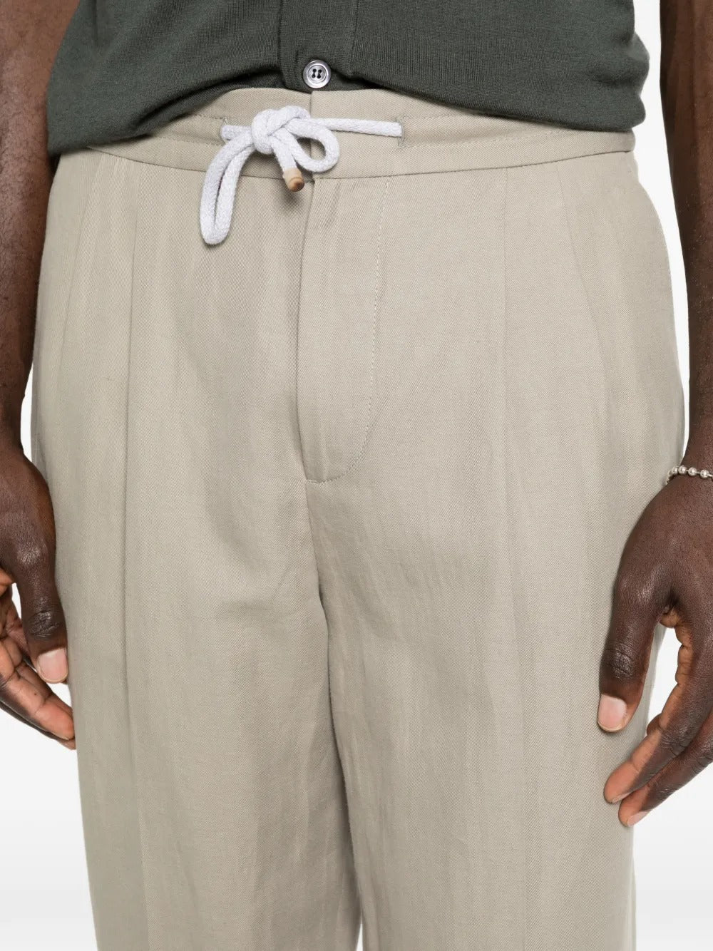 Drawstring Pleated Trousers-BRUNELLO CUCINELLI-Verso