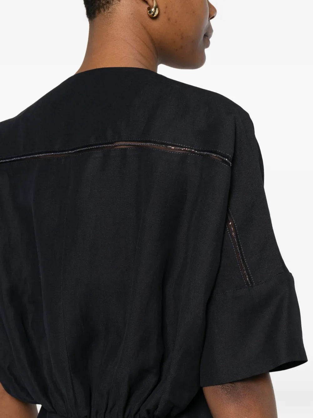 V-neck midi flared dress