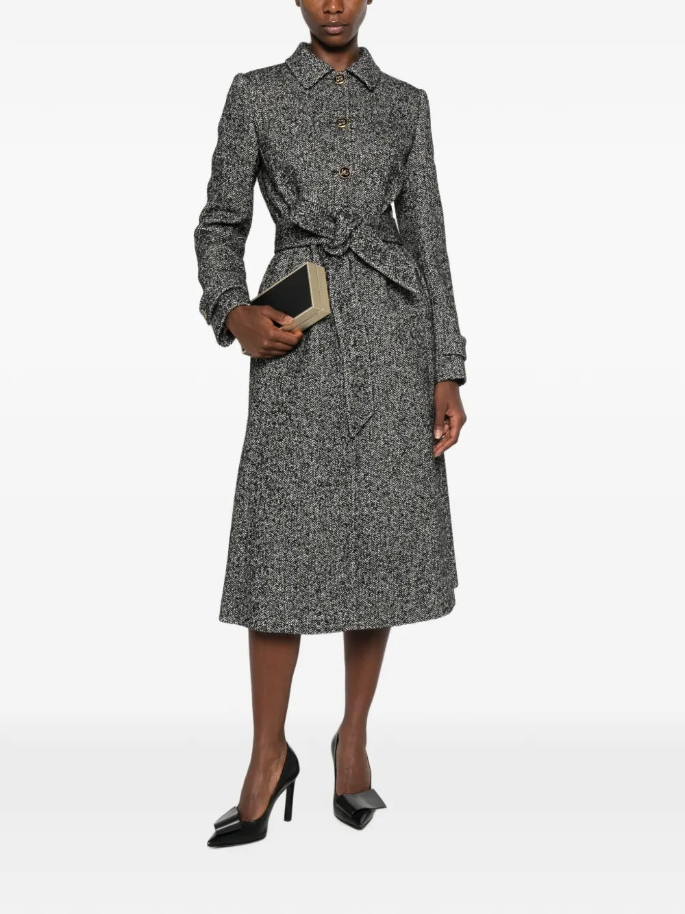 Dolce & gabbana herringbone-pattern belted single-breasted coat-DOLCE&GABBANA-Verso