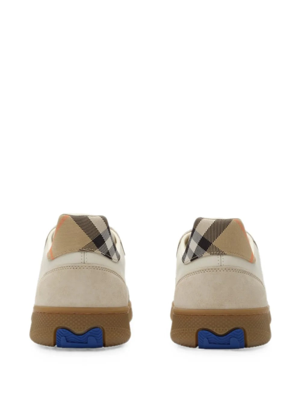 Leather, suede and check terrace sneakers