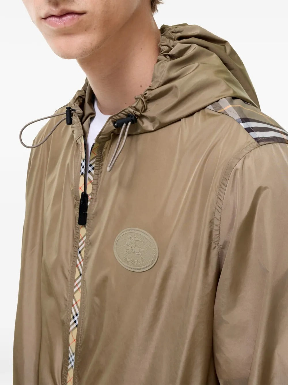 Check-trim nylon hooded jacket-BURBERRY-Verso