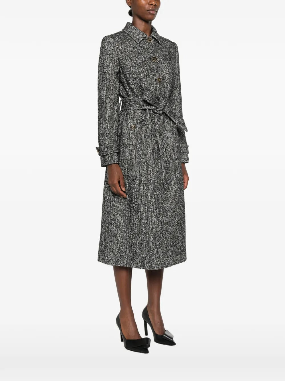 Dolce & gabbana herringbone-pattern belted single-breasted coat-DOLCE&GABBANA-Verso