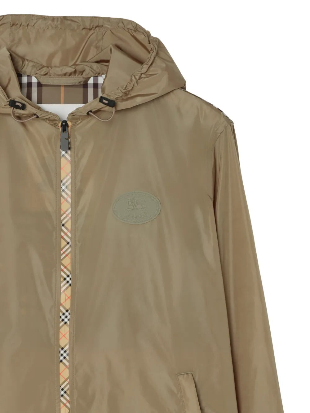 Check-trim nylon hooded jacket-BURBERRY-Verso