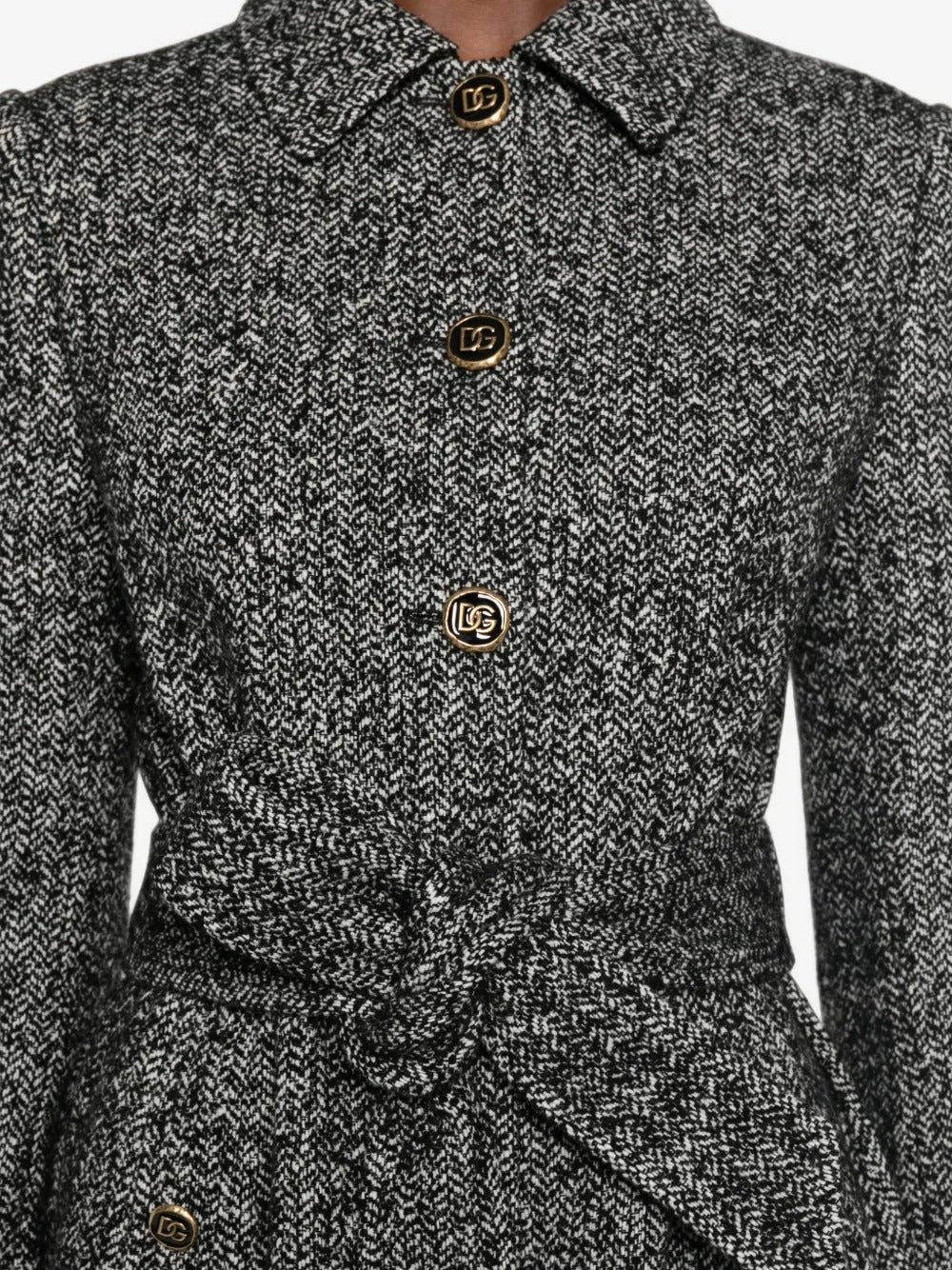 Dolce & gabbana herringbone-pattern belted single-breasted coat-DOLCE&GABBANA-Verso