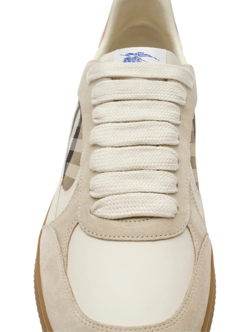 Leather, suede and check terrace sneakers