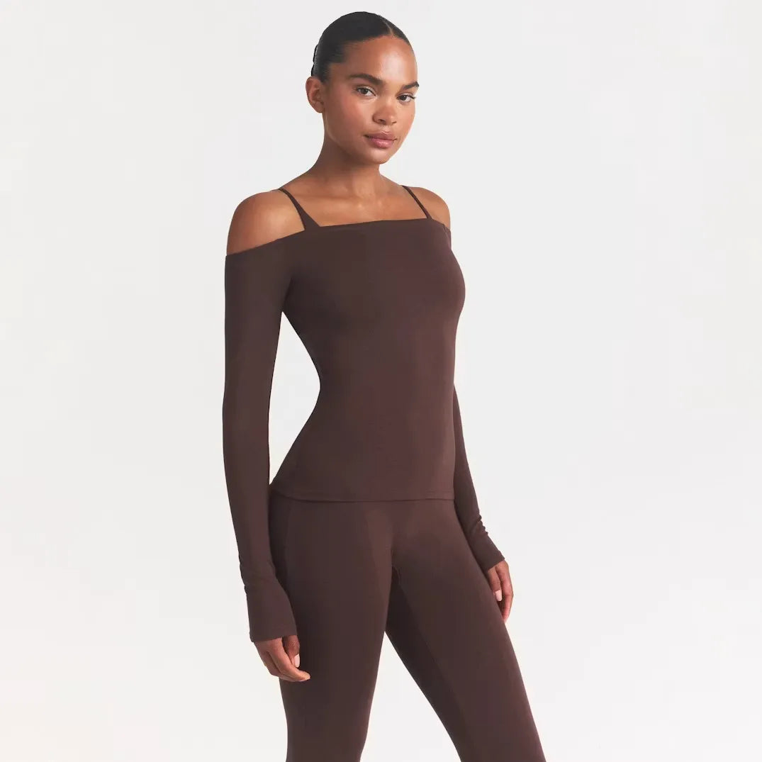 Smooth layers long sleeve off the shoulder top-SKIMS-Verso